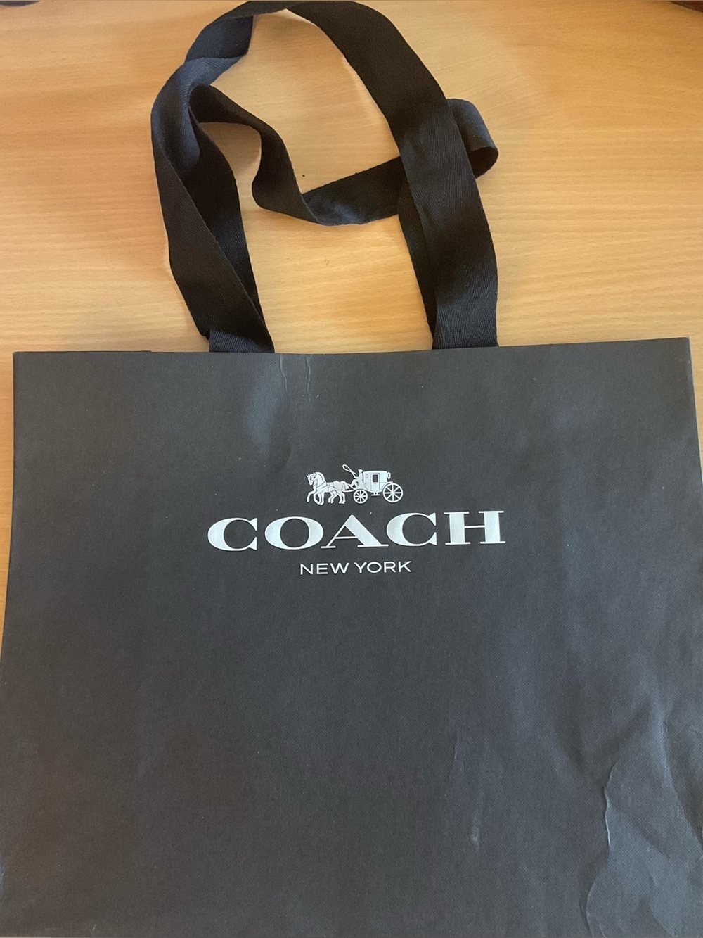 Coach Black Paper Shopping Tote with Logo - Picture 2 of 10